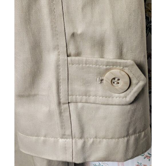 Vtg London Fog Mini Trench Coat WOMENS SIZE L PET Beige Rain Overcoat Dressy - Picture 7 of 11
